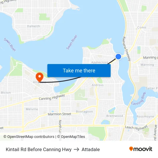 Kintail Rd Before Canning Hwy to Attadale map