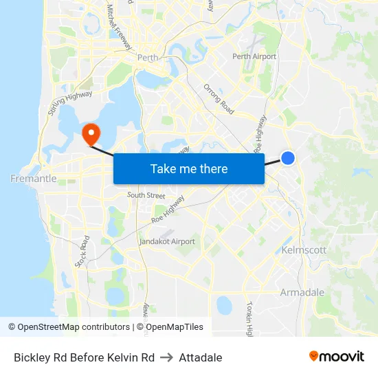 Bickley Rd Before Kelvin Rd to Attadale map