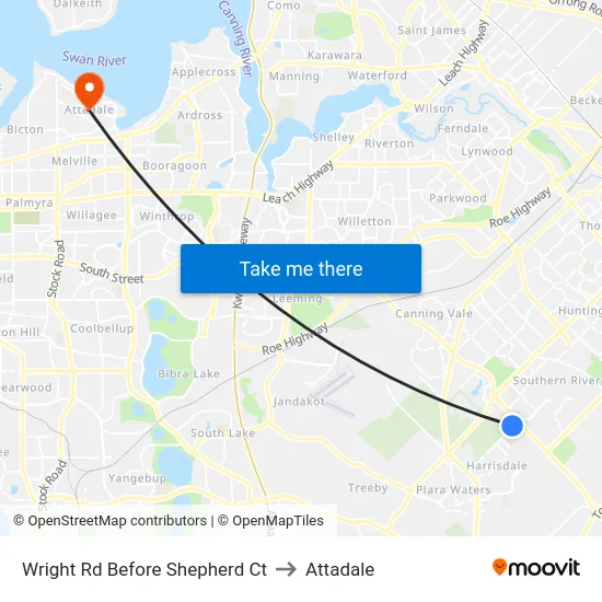 Wright Rd Before Shepherd Ct to Attadale map