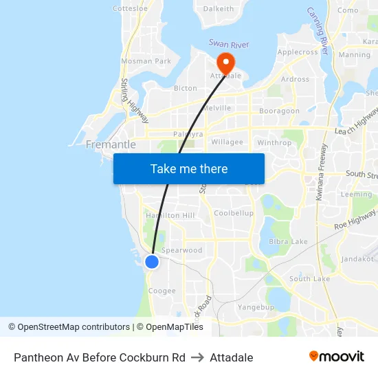 Pantheon Av Before Cockburn Rd to Attadale map