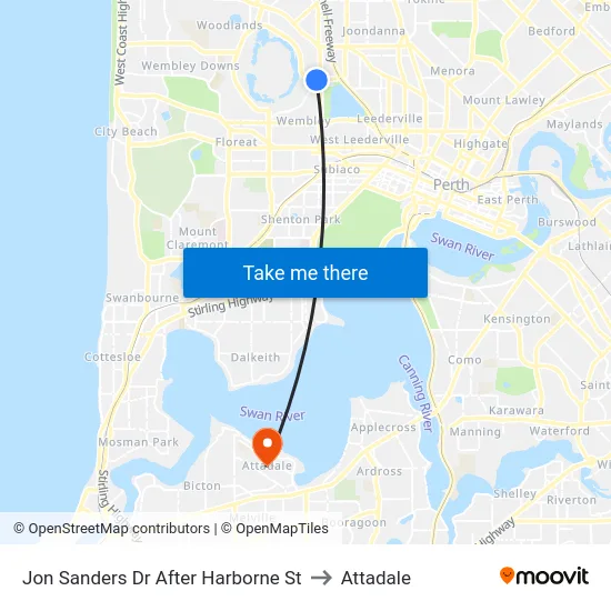 Jon Sanders Dr After Harborne St to Attadale map