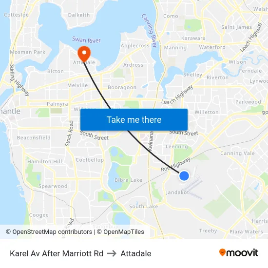 Karel Av After Marriott Rd to Attadale map