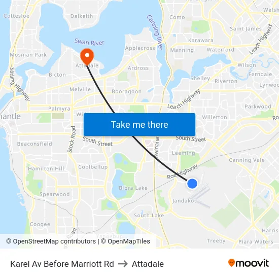 Karel Av Before Marriott Rd to Attadale map