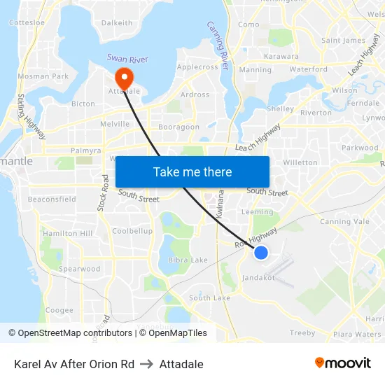 Karel Av After Orion Rd to Attadale map
