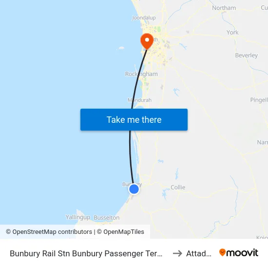 Bunbury Rail Stn Bunbury Passenger Terminal to Attadale map