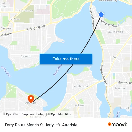 Ferry Route Mends St Jetty to Attadale map