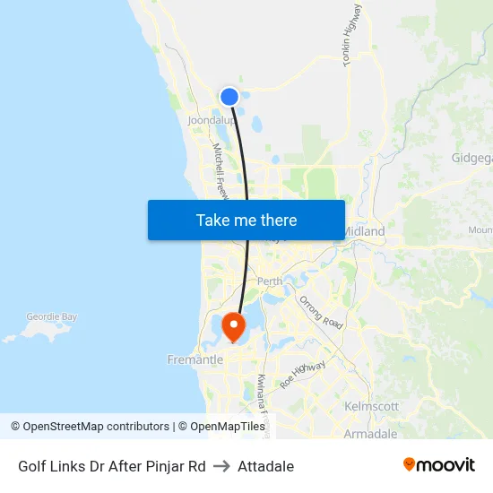 Golf Links Dr After Pinjar Rd to Attadale map