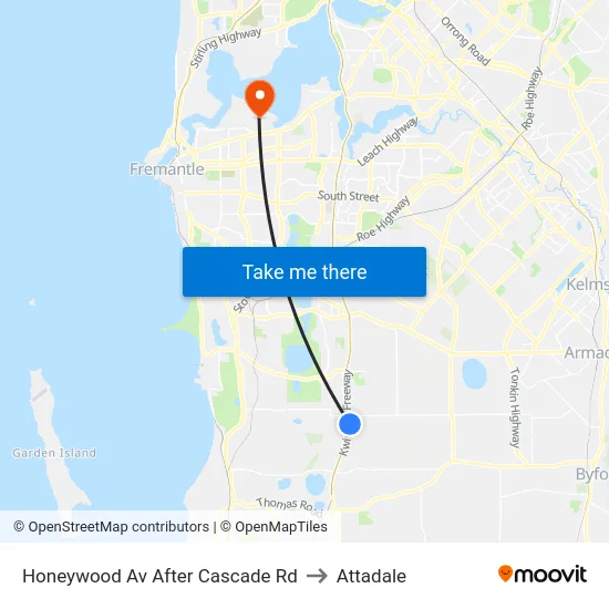 Honeywood Av After Cascade Rd to Attadale map
