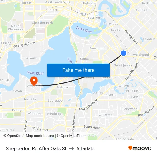 Shepperton Rd After Oats St to Attadale map