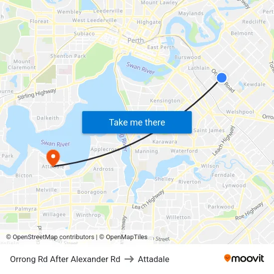 Orrong Rd After Alexander Rd to Attadale map