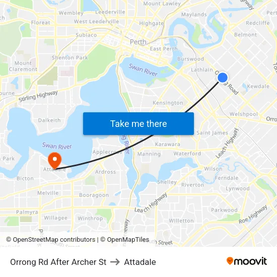 Orrong Rd After Archer St to Attadale map