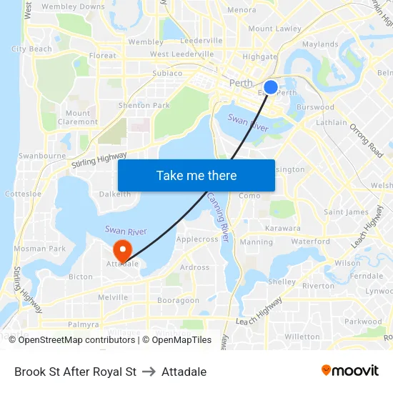 Brook St After Royal St to Attadale map