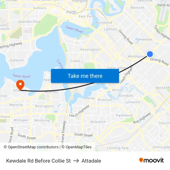 Kewdale Rd Before Collie St to Attadale map