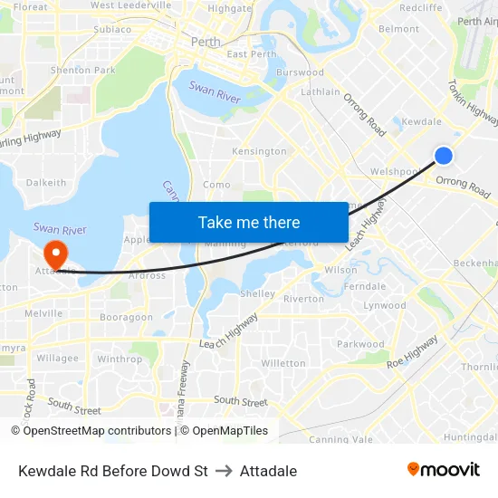 Kewdale Rd Before Dowd St to Attadale map