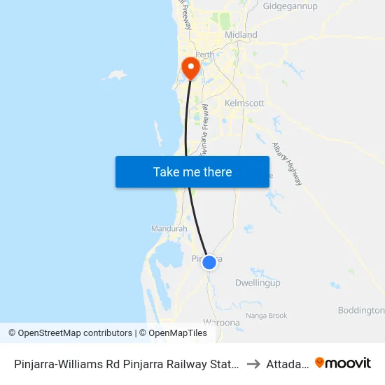 Pinjarra-Williams Rd Pinjarra Railway Station to Attadale map