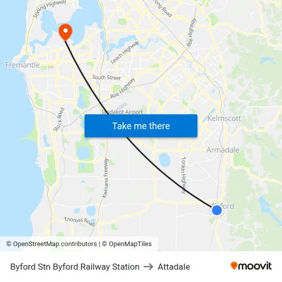 Byford Stn Byford Railway Station to Attadale map