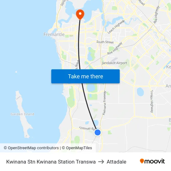 Kwinana Stn Kwinana Station Transwa to Attadale map