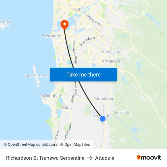 Richardson St Transwa Serpentine to Attadale map