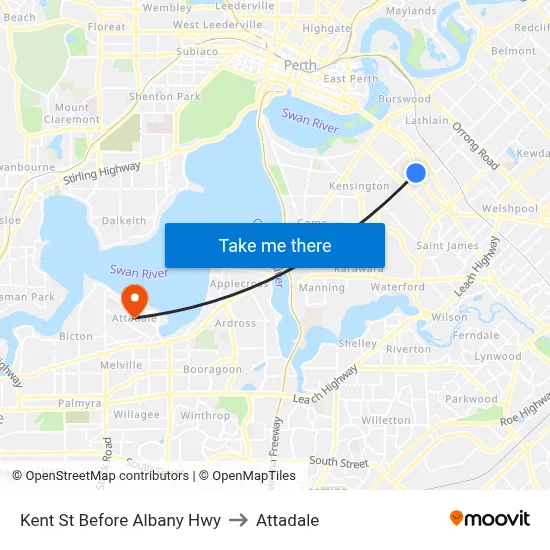 Kent St Before Albany Hwy to Attadale map