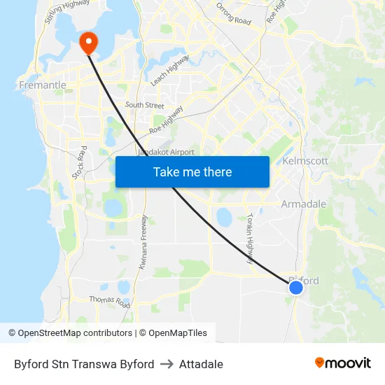 Byford Stn Transwa Byford to Attadale map