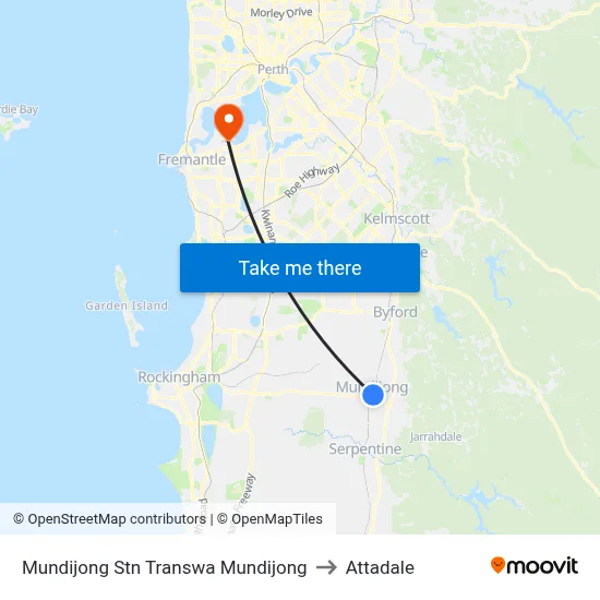 Mundijong Stn Transwa Mundijong to Attadale map
