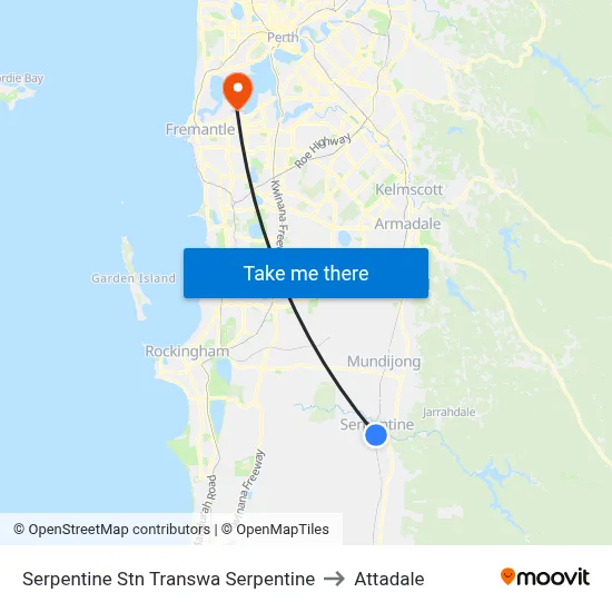 Serpentine Stn Transwa Serpentine to Attadale map