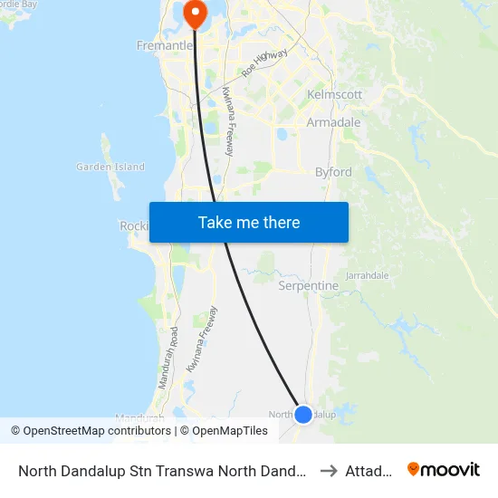North Dandalup Stn Transwa North Dandalup to Attadale map
