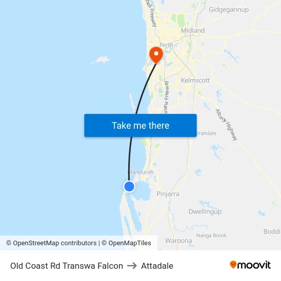 Old Coast Rd Transwa Falcon to Attadale map