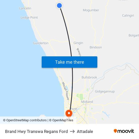 Brand Hwy Transwa Regans Ford to Attadale map