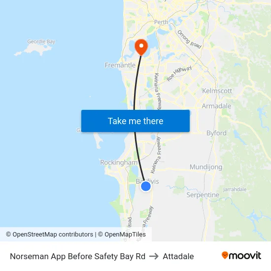 Norseman App Before Safety Bay Rd to Attadale map