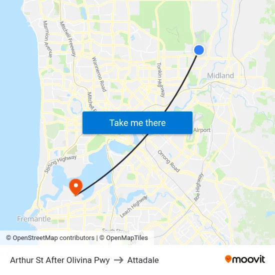 Arthur St After Olivina Pwy to Attadale map