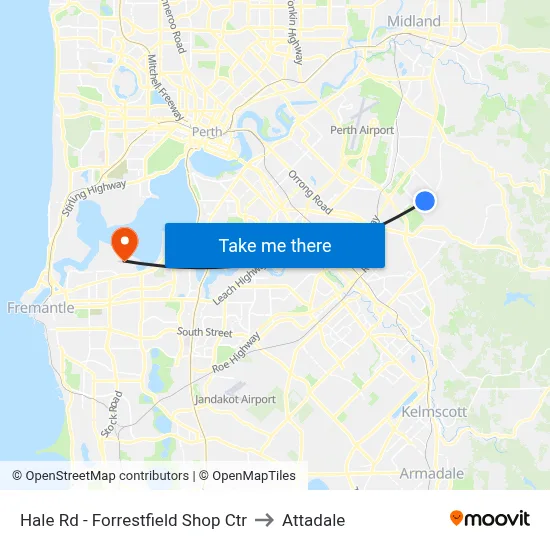 Hale Rd - Forrestfield Shop Ctr to Attadale map