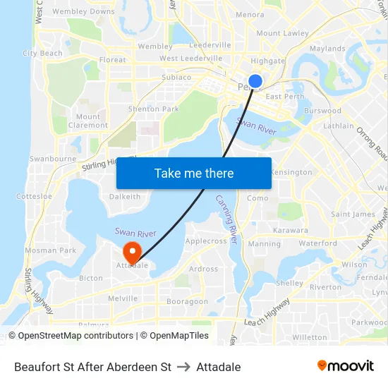 Beaufort St After Aberdeen St to Attadale map