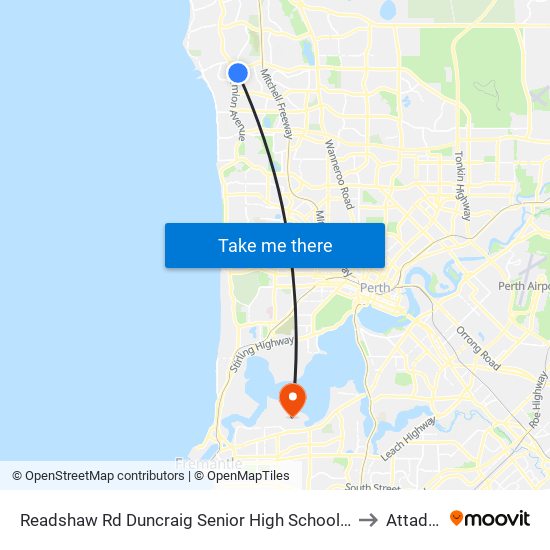 Readshaw Rd Duncraig Senior High School Stand 3 to Attadale map