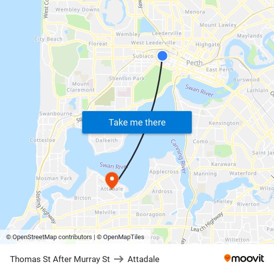 Thomas St After Murray St to Attadale map