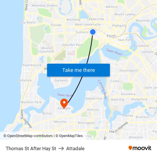 Thomas St After Hay St to Attadale map