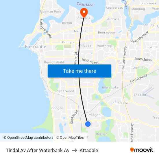 Tindal Av After Waterbank Av to Attadale map