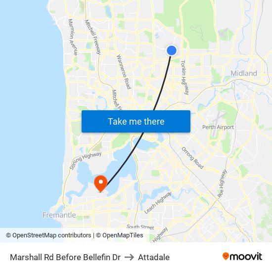 Marshall Rd Before Bellefin Dr to Attadale map