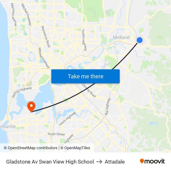 Gladstone Av Swan View High School to Attadale map