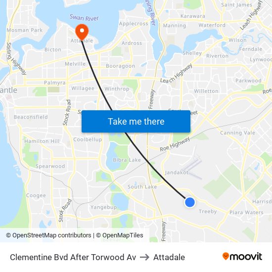 Clementine Bvd After Torwood Av to Attadale map