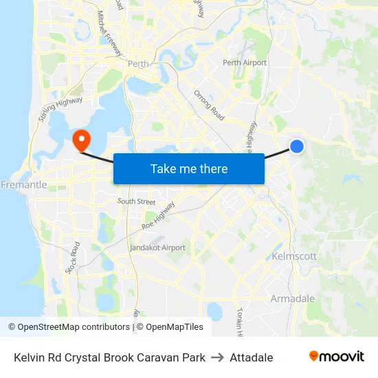 Kelvin Rd Crystal Brook Caravan Park to Attadale map