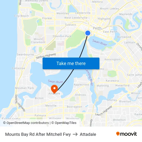 Mounts Bay Rd After Mitchell Fwy to Attadale map