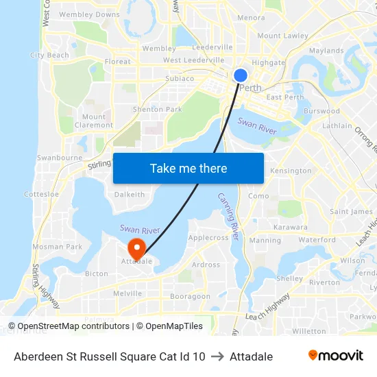 Aberdeen St Russell Square Cat Id 10 to Attadale map