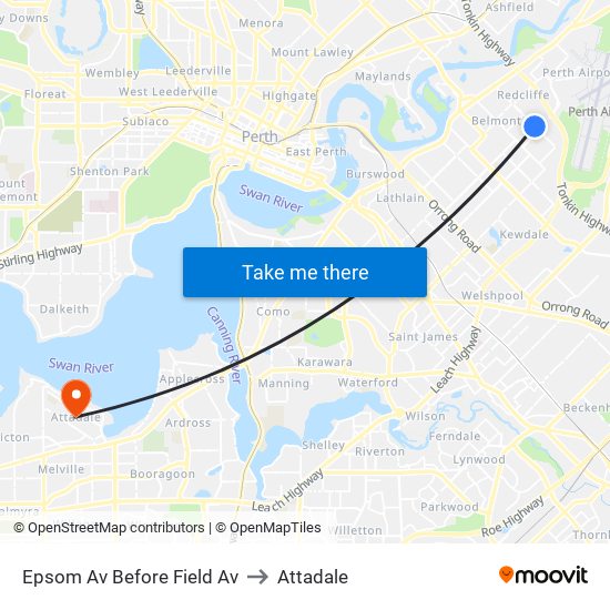 Epsom Av Before Field Av to Attadale map