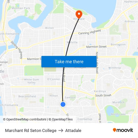 Marchant Rd Seton College to Attadale map