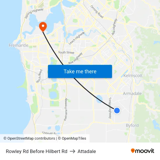 Rowley Rd Before Hilbert Rd to Attadale map