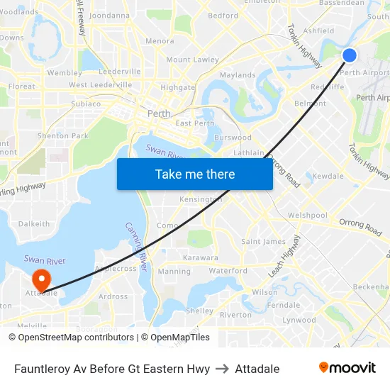 Fauntleroy Av Before Gt Eastern Hwy to Attadale map