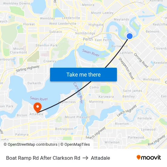 Boat Ramp Rd After Clarkson Rd to Attadale map