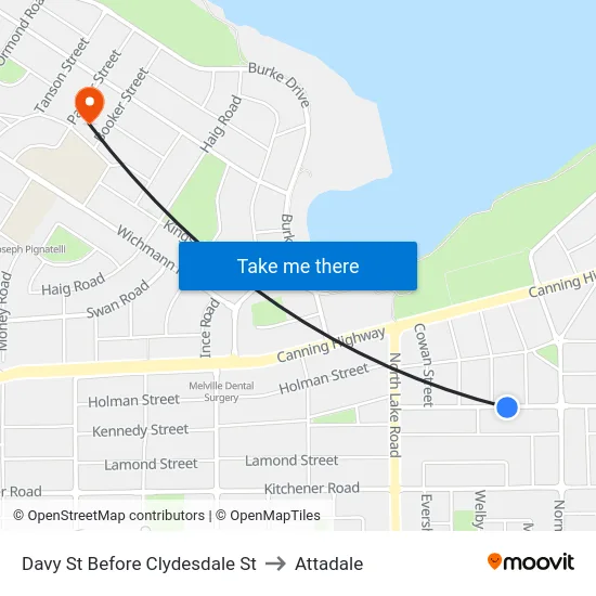 Davy St Before Clydesdale St to Attadale map