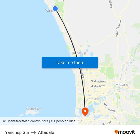Yanchep Stn to Attadale map
